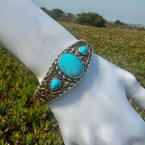 Carolyn Pollack Relios Sterling Silver Turquoise Cuff Bracelet